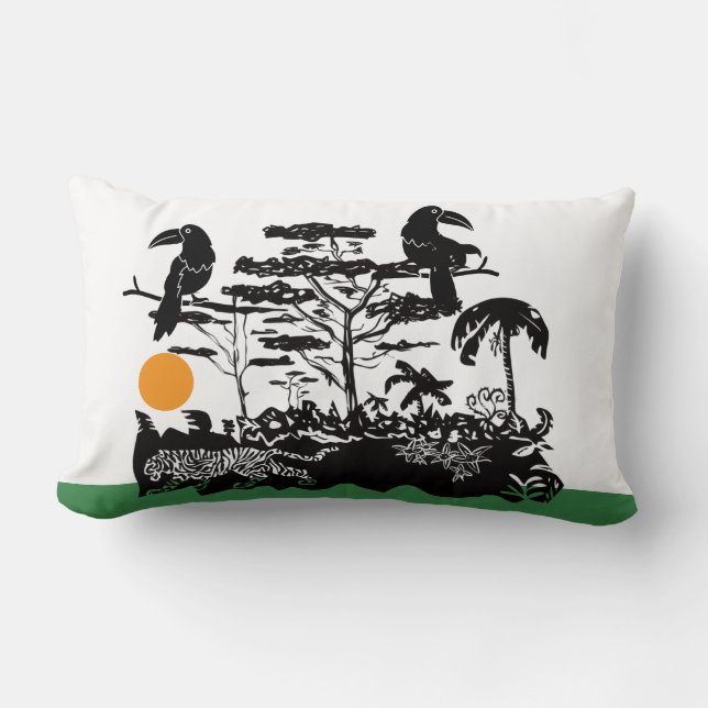 Almofada Lombar Exotic Toucan and Jungle Scene Lumbar Pillow (Frente)