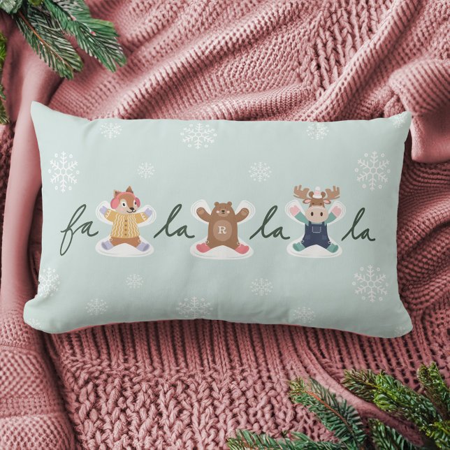 Almofada Lombar Fa La La Snow Angel Woodland (Fa La La Snow Angel Woodland Animals Fun Winter Lumbar Pillow)