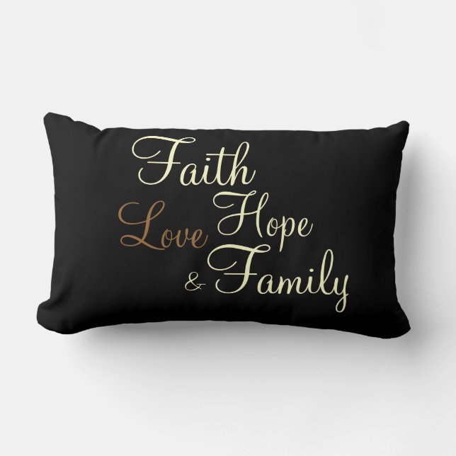 Almofada Lombar Família do amor da esperança da fé - travesseiro (Frente)