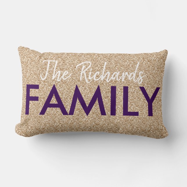 Almofada Lombar Família - Dourado brilho (Frente)