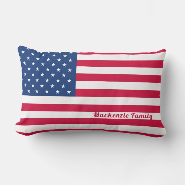 Almofada Lombar Família personalizada | americana da bandeira (Frente)