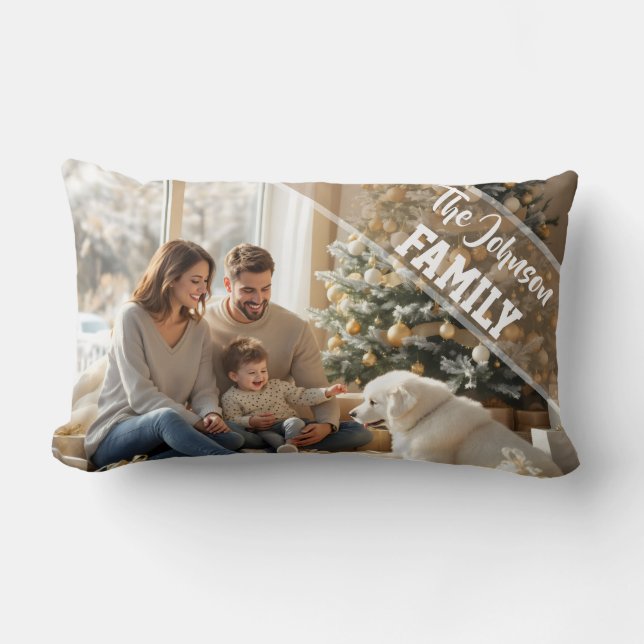 Almofada Lombar Family modern script Text Overlay with Two Photos (Frente)