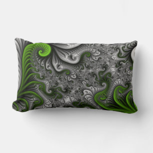 Almofada Lombar Fantasia Mundo Verde E Cinza De Arte Fractal