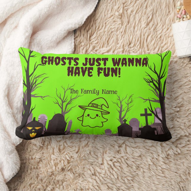 Almofada Lombar Fantasmas Só Querem Divertir-Se! Nome da Família P (Cobertor)