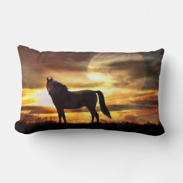 Almofada Lombar Fantástico Cavalo Surreal no Travesseiro decorativ (Frente)