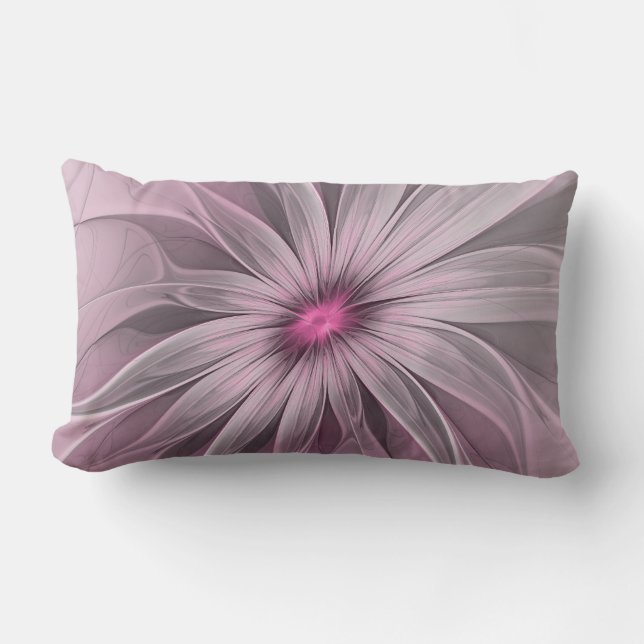 Almofada Lombar Fantasy Flower Abstrato Plum Floral Arte Fractal (Frente)