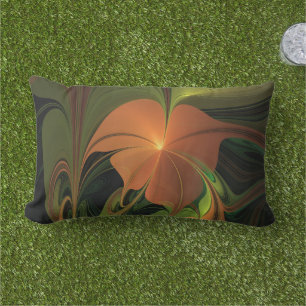 Almofada Lombar Fantasy Plant Abstrato Green Rust Brown Fractal