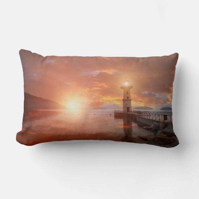 Almofada Lombar Farol no pôr do sol (Frente)
