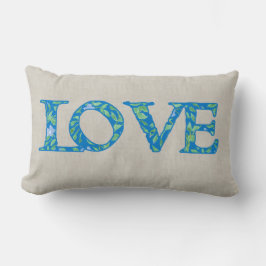 Almofada Lombar Faux Applique Floral Love Design de texto