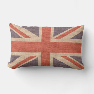 Almofada Lombar Faux Burlap Jute Linen Look UK Flag