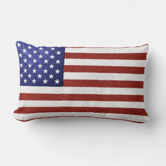 Almofada Lombar Faux Red White Blue Leather USA Flag