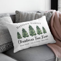 Fazenda de Árvore de Natal em Aquarela Nome da Fam