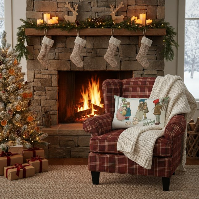 Almofada Lombar Felicidade do inverno, Vintage (Criador carregado)