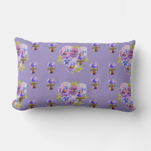 Almofada Lombar Feliz aniversário Pansy floral senhoras Lavanda Li