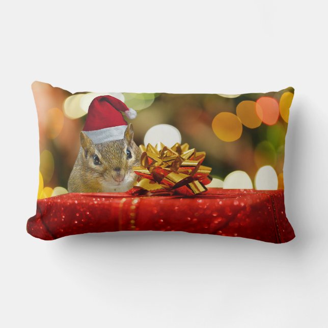 Almofada Lombar Feliz Chipmunk Feliz Natal (Frente)