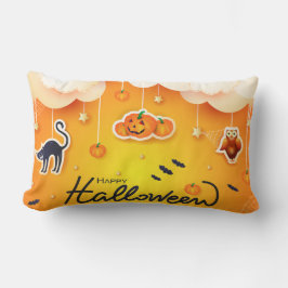 Almofada Lombar Feliz Dia das Bruxas sobre as Nuvens
