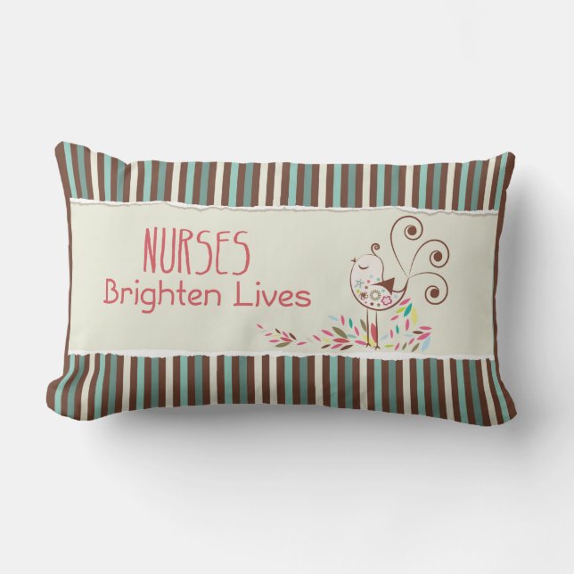 Almofada Lombar Feliz Dia das Enfermeiras, Pássaro Bonito em Banda (Frente)