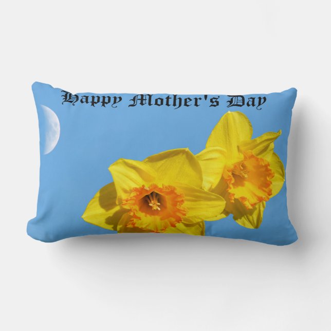 Almofada Lombar Feliz Dia de as mães Daffodils Dourado Flores medu (Frente)