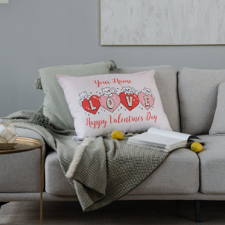 Almofada Lombar Feliz dia de os namorados, Gatos Bons Com Corações