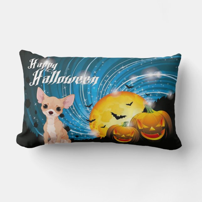 Almofada Lombar Feliz Halloween Chihuahua (Frente)