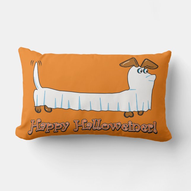 Almofada Lombar Feliz Halloween Dachshund (Frente)