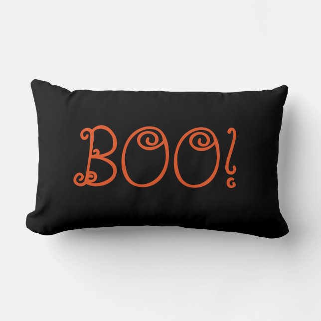 Almofada Lombar Feliz Halloween Orange Chevron Boo! (Frente)