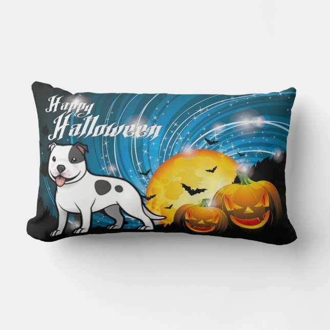 Almofada Lombar Feliz Halloween Staffordshire Bull Terrier (Frente)
