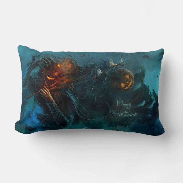 Almofada Lombar Feliz Jack Sem Cabeça de Halloween (Frente)