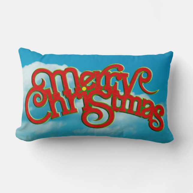 Almofada Lombar Feliz Natal - design de texto + suas costas. & ide (Frente)