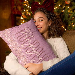 Almofada Lombar Feliz Natal Feliz Glitter Roxo
