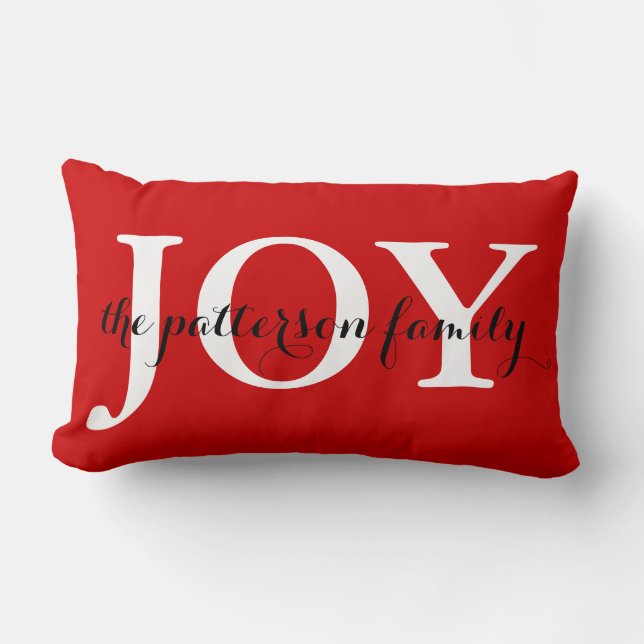 Almofada Lombar Feliz Natal Joy Red White Personalizado (Frente)