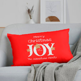 Almofada Lombar Feliz Natal - Script Rustic Red Holiday