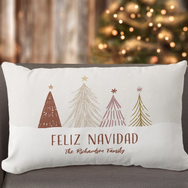 Almofada Lombar Feliz Navidad Festiva Árvores de Férias de Natal (Criador carregado)