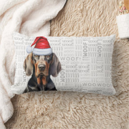 Almofada Lombar Feriado de Cachorro no Natal Negro Tan Coonhound