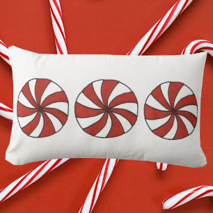 Almofada Lombar Feriado de Natal da Mint Candy Peppermint Vermelha