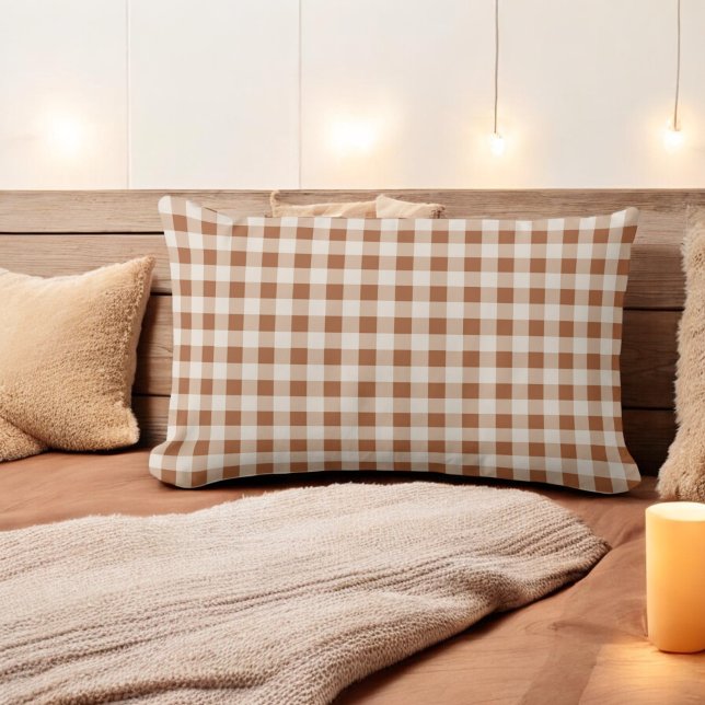 Almofada Lombar Feriado de Xadrez de Búfalo Castanho (Criador carregado)