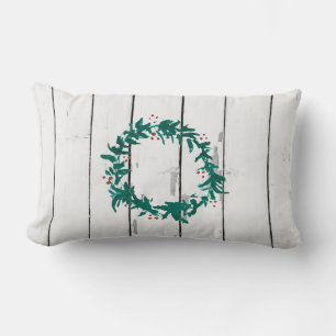 Almofada Lombar Feriado Wreath Shiplap Rustic Wood Beach Decor