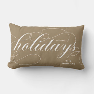Almofada Lombar Feriados Felizes e Elegantes de Script Flourish Do