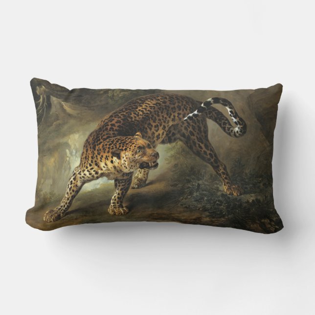 Almofada Lombar Ferocious Wild Leopard (por Jean-Baptiste Oudry) (Frente)