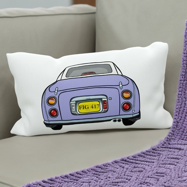 Almofada Lombar Figuras Lilac Figaro Car Monograma Branco (Cute lilac figaro car lumbar pillow. Add your car reg number (or initials) and your name on the back)