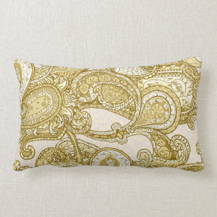 Almofada Lombar Fio de mescla Paisley no ouro