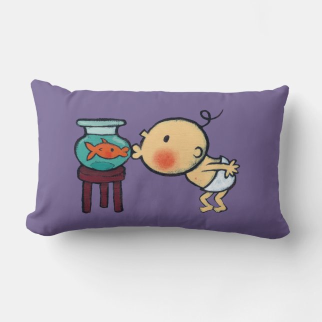 Almofada Lombar Fishbowl beija o peixe dourado alaranjado (Frente)