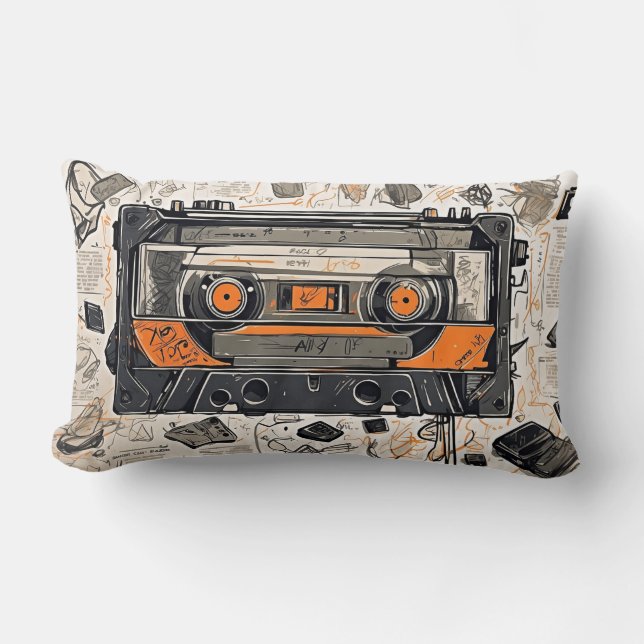 Almofada Lombar Fita cassete da Mixtape Retro (Frente)