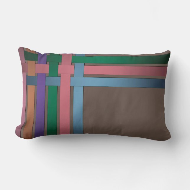 Almofada Lombar Fitas de abstrato sem costura com fita de seda (Frente)