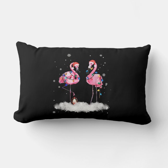 Almofada Lombar Flamingo, Árvore de Natal Santa Hat Light (Frente)