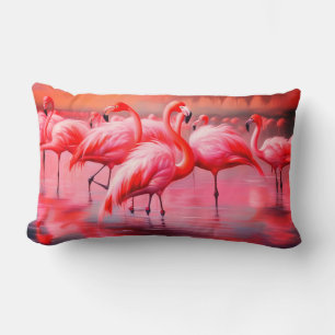 Almofada Lombar Flamingo no Travesseiro decorativo do lago