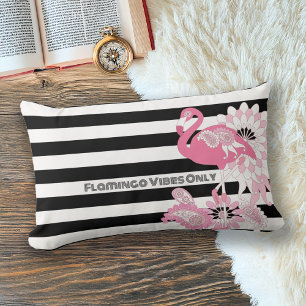 Almofada Lombar Flamingo Vibes Apenas Black & White Stripe Flaming