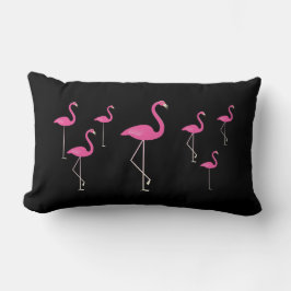 Almofada Lombar Flamingos em preto