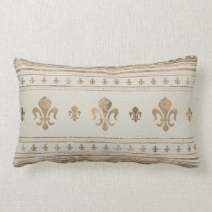 Almofada Lombar Fleur-de-lis Pastel Dourado