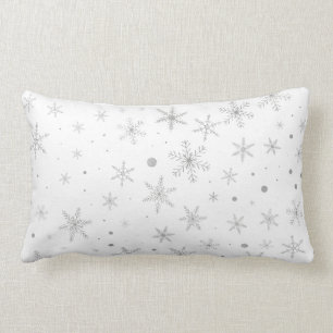 Almofada Lombar Floco de neve da cintilação - cinza & Branco de